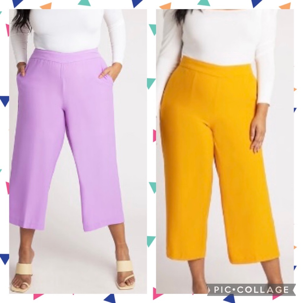 Summer ready with these ELOQUII cropped trousers in two fun colors!